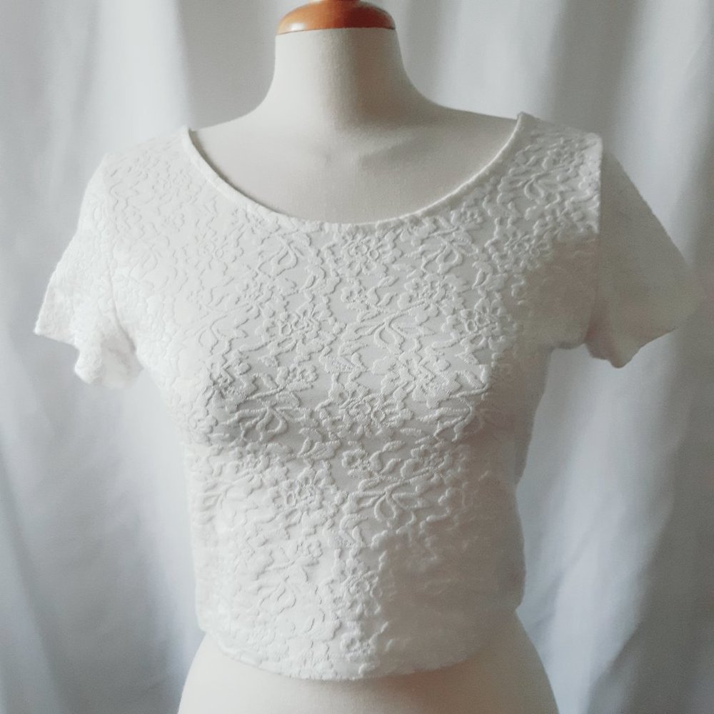 White Vintage Style Crop Top